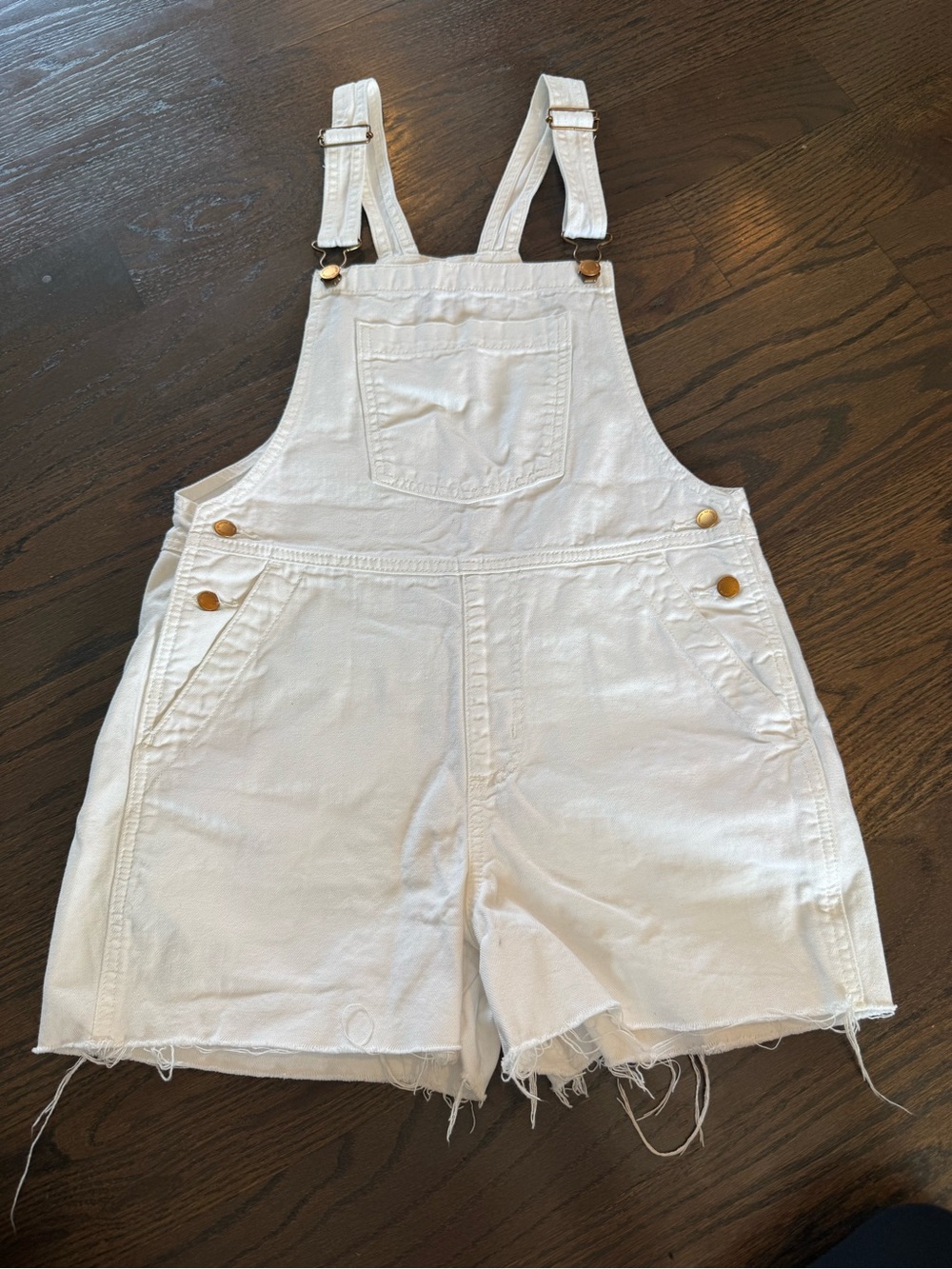 Universal Thread White Denim Overall Shortalls Romper Women’s 4 Pockets Buttons
